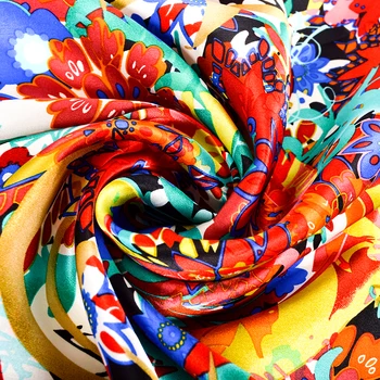 BYSIFA|Negru Real Eșarfă de Mătase Damele de Lux, Floral Colorat Pătrat Mare Eșarfe Imprimate Toamna Iarna Gât Eșarfă Șal MuslimHijab